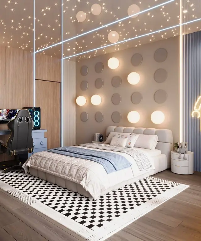 Quarto infantil com teto estrelado
